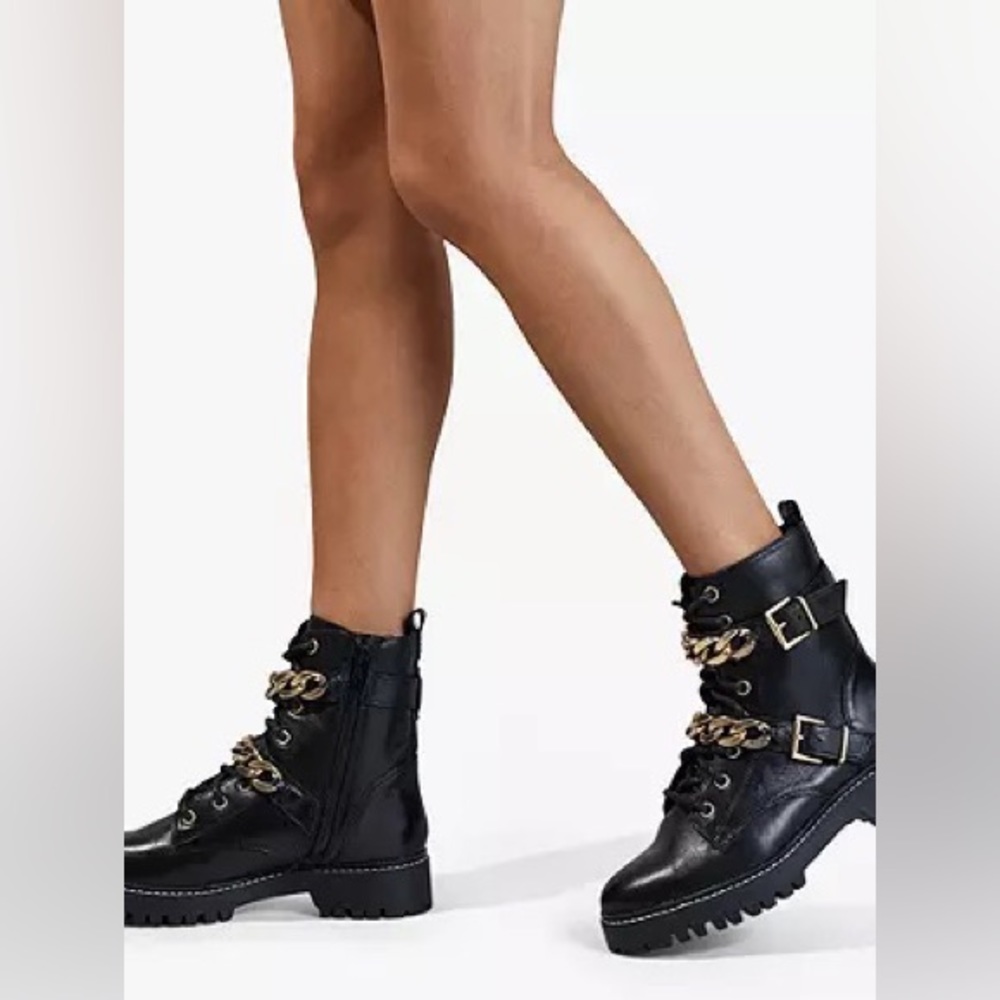 Carvela Salute Leather Chain Biker Boots